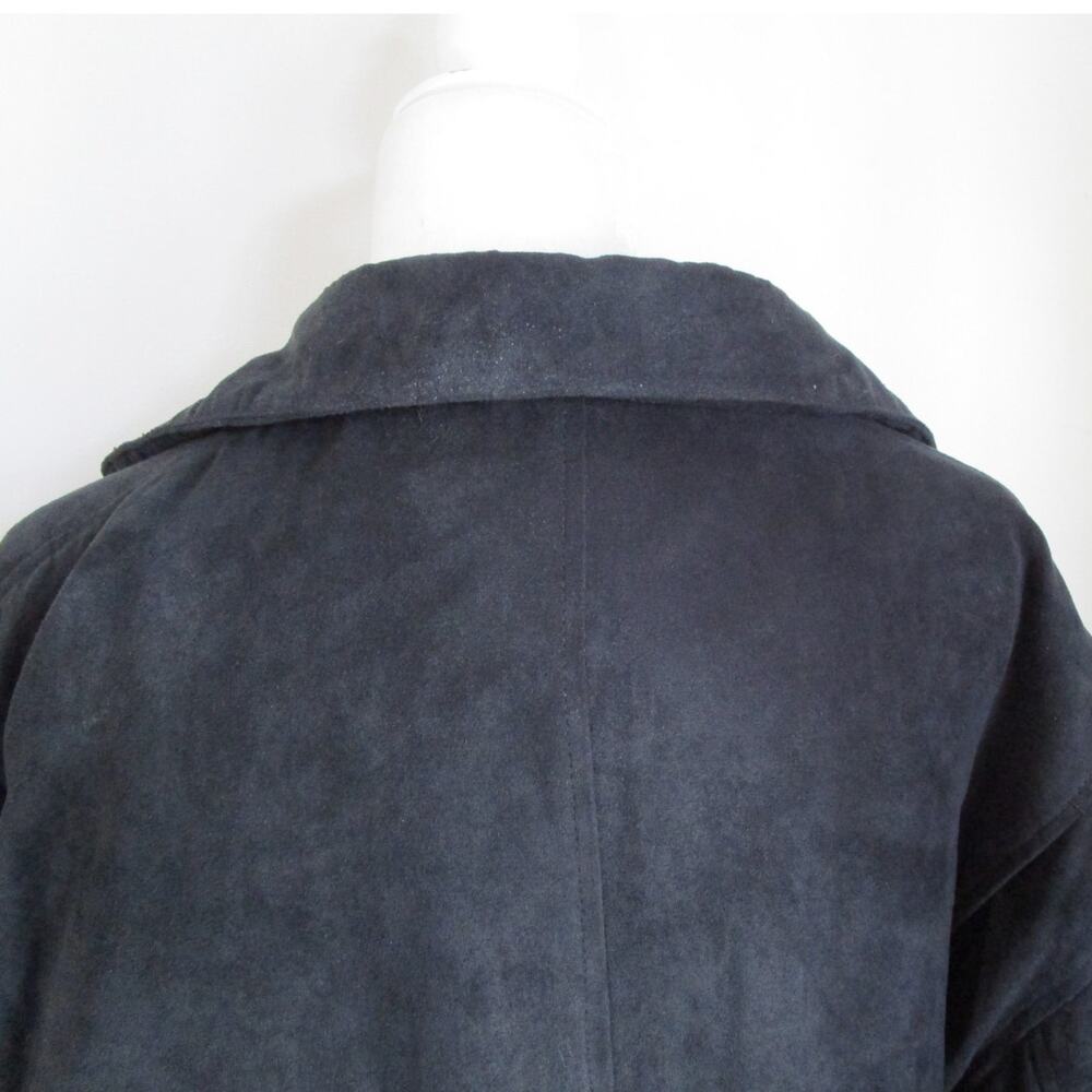 Vintage 90s Faux Suede Bomber Jacket XL Men Blue Black Zip Microfiber - Picture 5 of 17